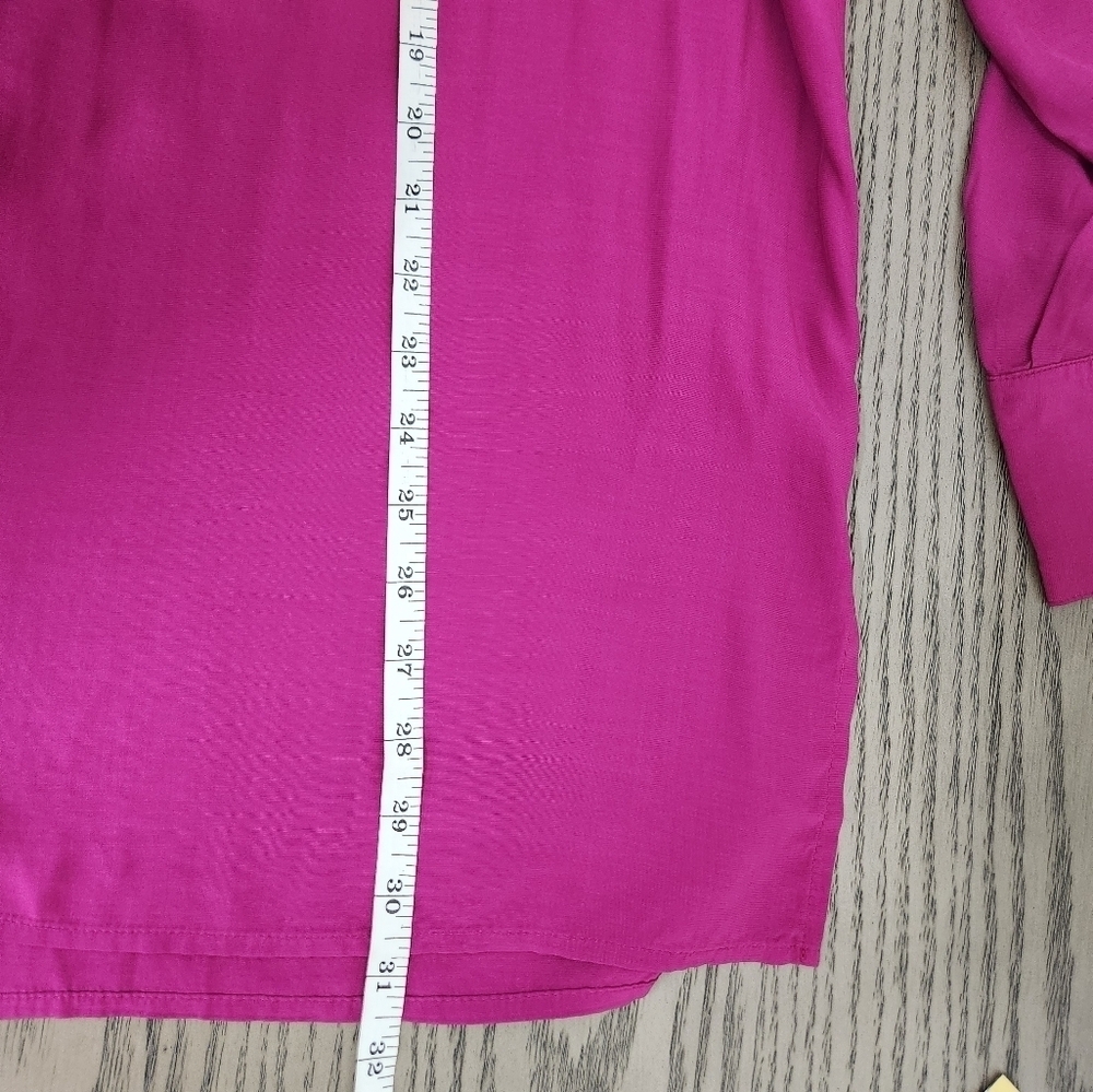 J Jill Smocked Split Neck Tunic Top Womens Large Pink Workwear Office - Picture 15 of 15